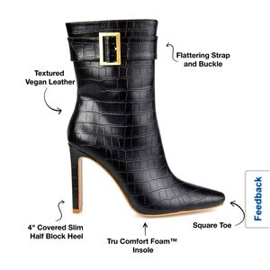 NWT - Croc-Textured Vegan Leather Slim Block Heel Booties (Women's, 10)